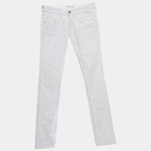 Isabel Marant Etoile White Embroidered Denim Slim Fit Jeans S