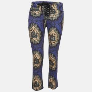 Isabel Marant Etoile Purple Floral Print Cotton Lace-Up Trousers S
