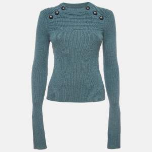 Isabel Marant Etoile Green Wool Blend Knit Button Detailed Sweater XS