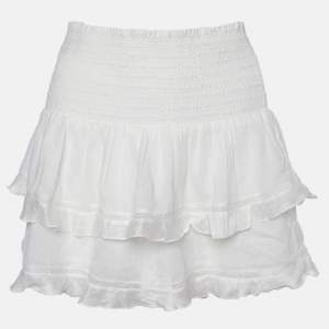 Isabel Marant Etoile White Cotton Blend Tiered Mini Skirt S