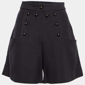 Pre Owned Isabel Marant Navy Blue Virgin Wool Buttoned Shorts M
