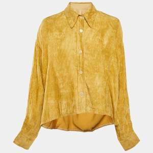 Pre Owned Isabel Marant Yellow Corduroy Button Front Oversized Shirt S  