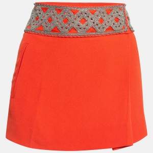Isabel Marant Orange Embellished Crepe Mini Skirt S