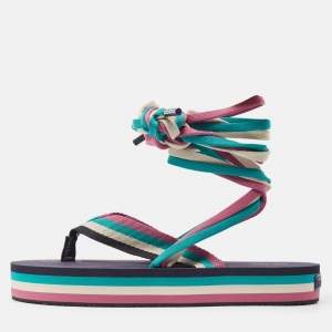 Isabel Marant  Multicolor Fabric Wraparound Strap Sandals Size 39