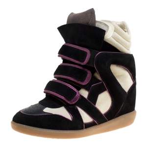 Isabel Marant Two Tone Suede and Leather Bekett Wedge Sneakers Size 35