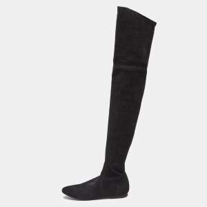 Pre Owned Isabel Marant Black Suede Over The Knee Boots Size 38 