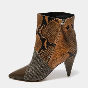 Pre Owned Isabel Marant Multicolor Python Embossed Leather Ankle Booties Size 37