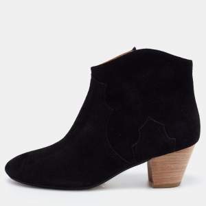 Isabel Marant Black Suede Dicker Ankle Boots Size 40
