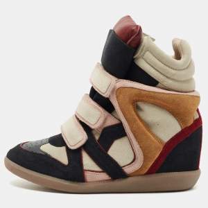 Isabel Marant Multicolor Suede Bekett Wedge Sneakers Size 38