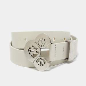 Isabel Marant Off White Leather Lasercut Buckle Belt 80CM