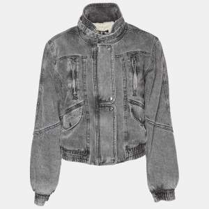 Isabel Marant Grey Nonstretch Denim Vlasta Utility Crop Jacket S