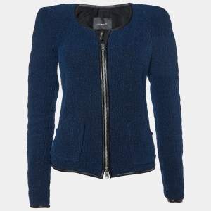 Isabel Marant Blue Terry Linen Blend Zip Up Jacket S