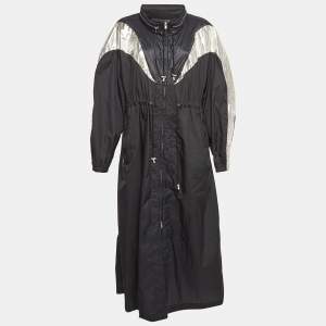 Isabel Marant Synthetic Black Colorblock Pattern Mid Length Coat M