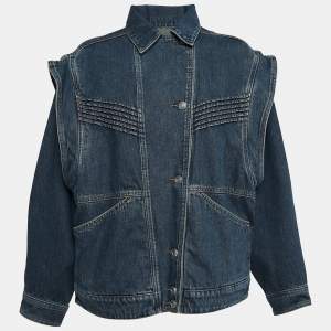 Isabel Marant Blue Faded Denim Detachable Sleeve Harmon Jacket M