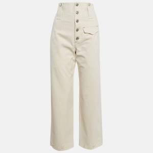 Isabel Marant Beige Cotton Drill Wide-Leg Jeans S Waist 27"