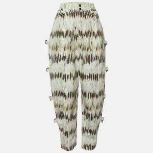Isabel Marant Beige Tie-Dye Print Cotton Buckle Detail Pants L