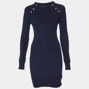 Isabel Marant Navy Blue Wool Knit Mini Sweater Dress S