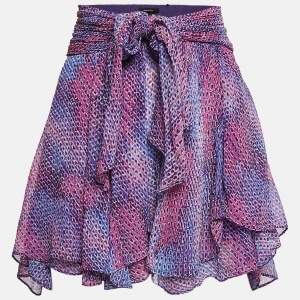 Isabel Marant Blue Print Silk Mini Wrap Skirt M