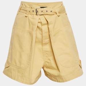 Isabel Marant Yellow Cotton Belted Shorts M