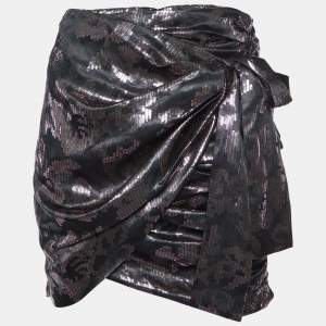 Isabel Marant Metallic Silk Lurex Draped Madly Mini Skirt S