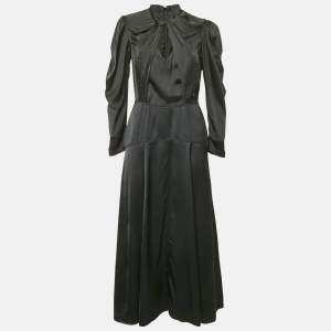 Isabel Marant Black Satin Vilma Midi Dress M