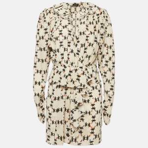 Isabel Marant Beige Printed Silk Blouse and Skirt Set S