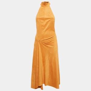 Isabel Marant Camel Brown Calypso Halterneck Draped Midi Dress M