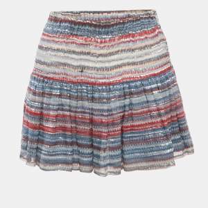 Isabel Marant Blue Striped Lurex Silk Mini Skirt XS