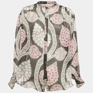 Pre Owned Isabel Marant Black Printed Silk Button Front Blouse S 