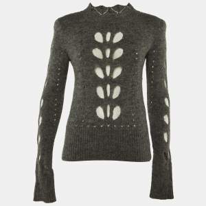 Isabel Marant Grey Wool Knit Cutout Detail Sweater M
