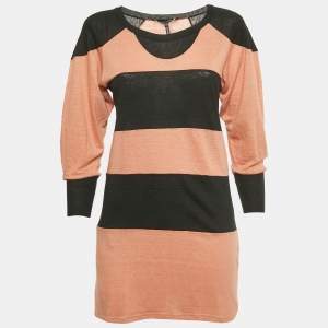Pre Owned Isabel Marant Orange/Black Striped Knit Top S