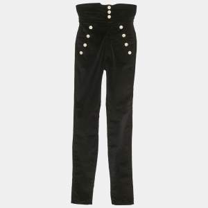 مملوكة مسبقًا Isabel Marant Black Corduroy High-Waist Pants S