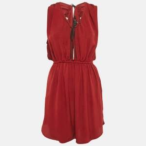 Pre Owned Isabel Marant Maroon Crepe Plucking Neck Dress S