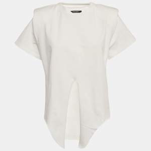 مملوكة مسبقًا Isabel Marant White Jersey Tie-Up Belita Top S