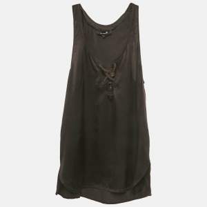 مملوكة مسبقًا Isabel Marant Black Satin Lace-Up Tank Top L