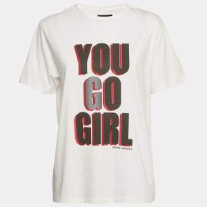 Pre Owned Isabel Marant White Printed Jersey Crewneck T-Shirt M
