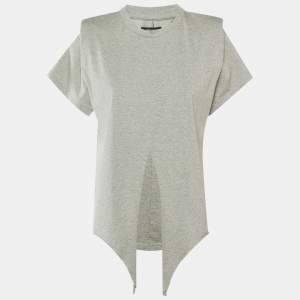 Pre Owned Isabel Marant Grey Cotton Belita Front Tie Detail Top XS