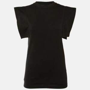 Pre Owned Isabel Marant Black Cotton Zelipa Structured Shoulder T-Shirt XS 