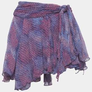 Pre Owned Isabel Marant Purple /Pink Printed Silk Wrap Mini Skirt M