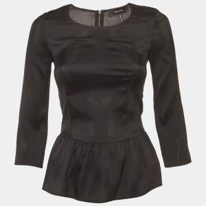 Pre Owned Isabel Marant Black Taffeta Pleated Blouse S