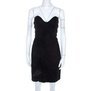 Isabel Marant Dark Grey Wool Ruffled Front Strapless Dress L