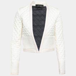 Isabel Marant Cream Jacquard Silk Quilted Structured Jacket S