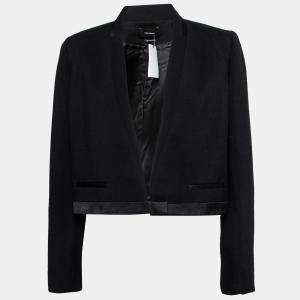 Isabel Marant Black Wool Satin Trim Jamet Cropped Jacket M