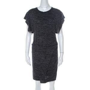Isabel Marant Etoile Dark Grey Jersey Waist Tie Wrap Dress M 