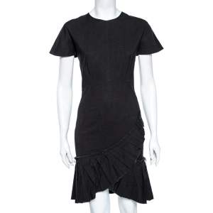 Isabel Marant Black Linen Pleated Overlay Detailed Dress S 