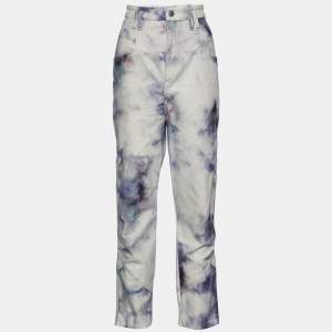Isabel Marant White Tie-Dye Print Denim Eloisa High Rise Jeans M Waist 33"