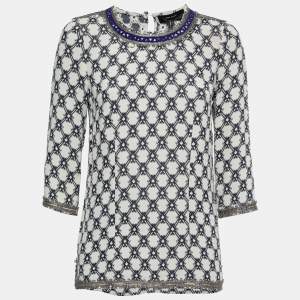 Isabel Marant Blue Patterned Jacquard Embellished Top M