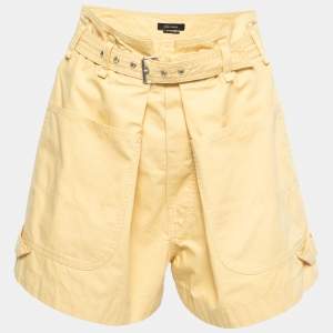 Isabel Marant Yellow Cotton Belted High-Waisted Shorts M