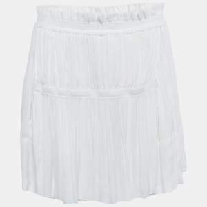 Isabel Marant White Plisse Chiffon Mini Skirt M