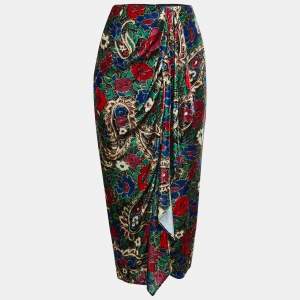 Isabel Marant Multicolor Floral Velvet Draped Skirt S